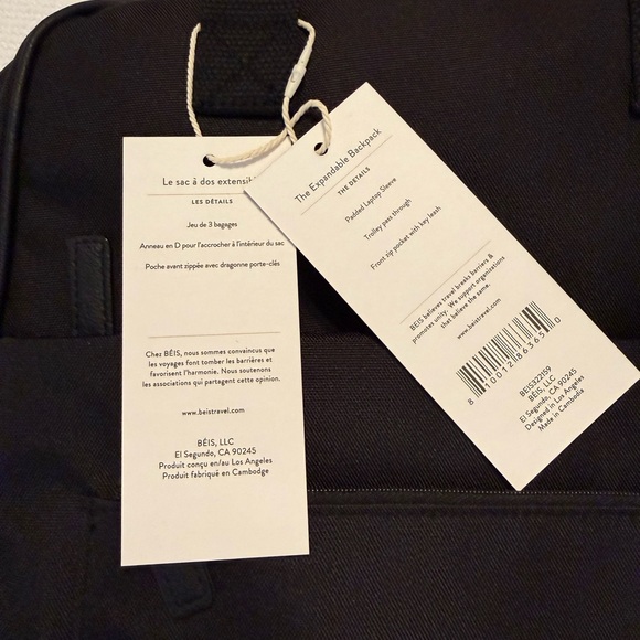 Beis The Expandable Backpack in Black - Picture 3 of 7